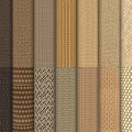 Assorted Woven Texture Roll Materials With Diverse Patterns And Earthy Tones