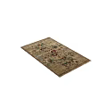 Square Decorative Carpet Featuring Colorful Floral And Bird Motifs On Beige Base