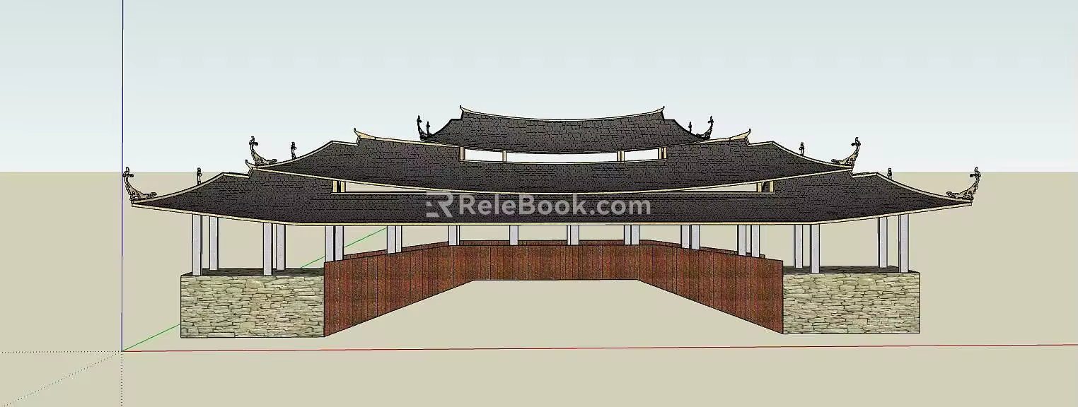 New Chinese Style Covered Bridge Taishun Covered Bridge Covered Bridge Architecture 3d model