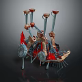 Mechanical Creature Character With Metallic Structure And Flaming Elements 3d model