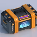 Black And Orange Cyber Security Tech Case With Industrial Design Digital Display And Data Interface