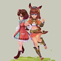 Two Game Anime Characters In Colorful Distinctive Costumes