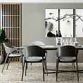 Modern Dining Table and Chair Combination Dining Table and Chair Soft Furnishings Combination 3d model