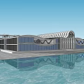 Modern Architectural Complex With Black White Striped Roof Connected Units And Large Windows