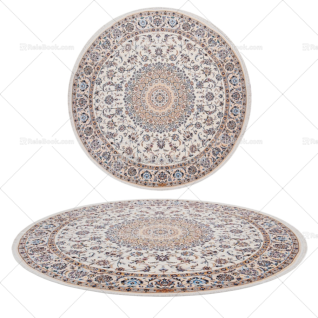 American simple round carpet 3d model