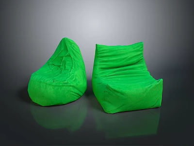 Green Single Seater Bean Bag Sofas for Comfortable Modern Living Room Decor 3d model