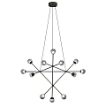 Modern Sputnik Chandelier with Branched Metal Frame and Clear Glass Globes for Interior Decor