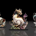 Exquisite Decorative Animal Statues Featuring Horse Dragon And Rooster Sculptures