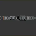 Detailed Military Ship 3D Model With Deck Antenna And Bridge Structure