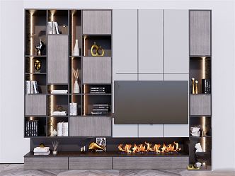 Modern TV background cabinet TV background wall 3d model