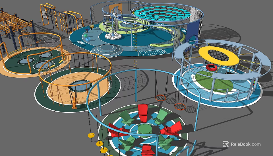 Outdoor Garden Play Structures Colorful Children’s Interactive Play Equipment Design 3d model 