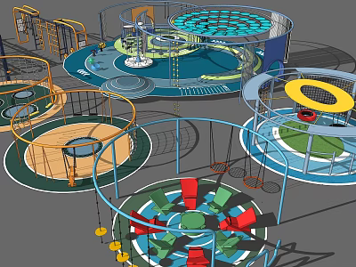 Outdoor Garden Play Structures Colorful Children’s Interactive Play Equipment Design 3d model