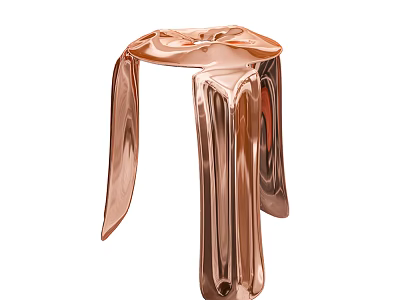 Modern Metallic Copper Stool Featuring Unique Twisted Single Piece Sleek Design 3d model