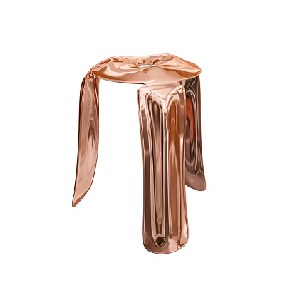 Modern Metallic Copper Stool Featuring Unique Twisted Single Piece Sleek Design 3d model