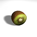 Fresh Kiwi Fruit with Green Flesh and Black Seeds in Sliced View