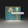 Hetianheng Brand Display Stand With Blue Design Golden Trim And White Countertop