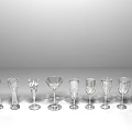 Elegant Wine Bottles and Crystal Glasses Collection Arranged on Modern Wooden Table for Home Bar
