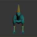 Turquoise And Yellow Mechanical Dinosaur With Robotic Structure And Toy Design