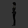 3D Model Of Female Police Officer In Uniform With Badge Utility Belt And Arms Outstretched