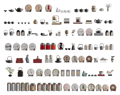 Diverse Traditional and Modern Tea Ware Collection Including Ceramic Cups Pots Trays and Jars 3d model