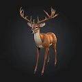 Realistic Standing Deer Sculpture With Large Antlers Brown White Spots