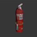 Red Fire Extinguisher With Handle Black Strap And Safety Label 3d model