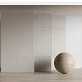 Modern Minimalist Background Wall With Light Panel Design Beige Gray White Tones And Spherical Decor