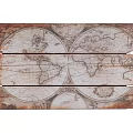 Vintage Wooden Wall Decor With Distressed World Map Print On Planks