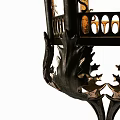 Ornate Vintage Wrought Iron Chandelier With Intricate Scrollwork And Warm Glow