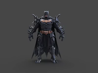 Batman Game Movie Character With Armored Suit Cape And Yellow Chest Symbol 3d model