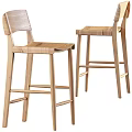 Light Wood Bar Stools With Woven Seat Backrest And Minimalist Design