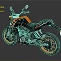 Orange and Black Modern Street Motorcycle with Sleek Design and Reflective Finish