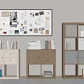 Modern Storage Cabinets With Books Documents And Wall Mounted Bulletin Board