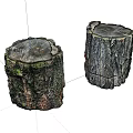 Natural Wood Stumps Featuring Stone Like Texture and Rustic Decorative Style 3d model