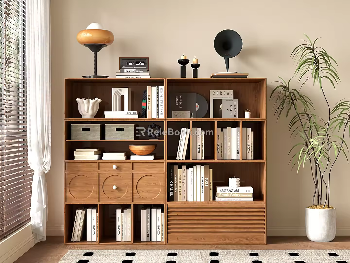 Modern Antique Floor-Standing Bookshelf Low Bookcase Storage Rack Storage Cabinet Storage Cabinet 3d model