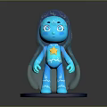 Blue Transparent Game Movie Character With Big Eyes Yellow Star And Blue Display Base