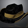 Classic Stylish Black Velvet Hat With Yellow Band For Daily Use