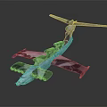 Camouflage Painted Aircraft 3D Model Display With Unique Wing And Tail Design