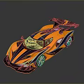 Orange Supercar With Black Stripes Rear Wing And Aerodynamic Exterior Design