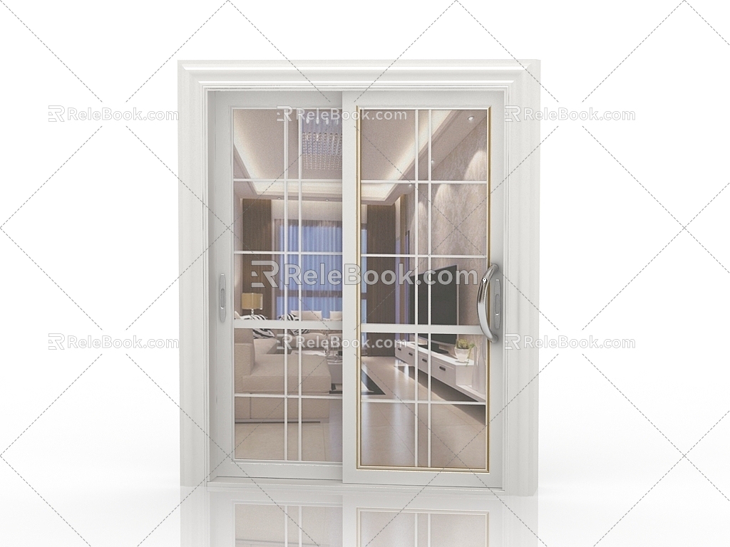 Jianou solid wood door interior door door 3d model