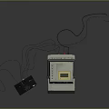 Classic Retro Vintage TV with Antenna Device Aged Look on Black Background