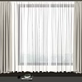 Beige Heavy Curtains With Sheer Layers Letting Natural Light Through Window