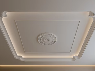 French European Ceiling French Carved Light Plate Plaster Line Square Ceiling 3d model