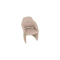Modern Beige Leather Single Sofa With Curved Armrest And Metal Base Frame