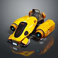 Yellow Futuristic Sci Fi Vehicle With Circular Thrusters And Streamlined Design 3d model