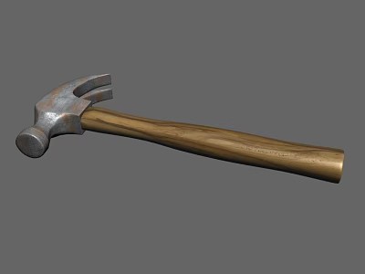 Sturdy Hardware Tools Hammer With Metal Head And Wooden Handle Design 3d model