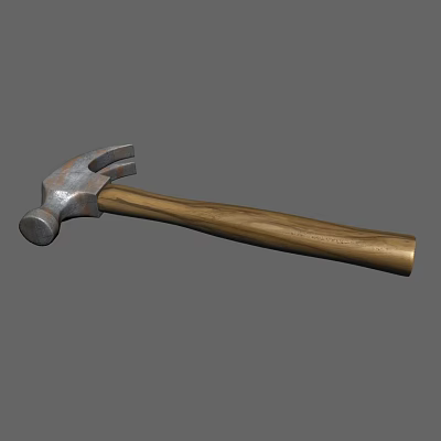 Sturdy Hardware Tools Hammer With Metal Head And Wooden Handle Design 3d model