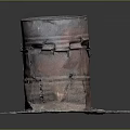 Modified Rusted Metal Barrel As Homemade Weapon With Damaged Straps On Gravel Base