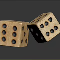 Detailed View Of Two Wooden Dice With Black Dots On Reflective Surface