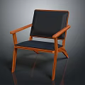 Elegant Modern Wooden Chair With Black Upholstered Seat Backrest And Armrests